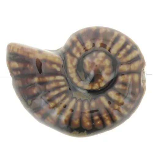 40x31mm Ceramic shell bead - Brown x1
