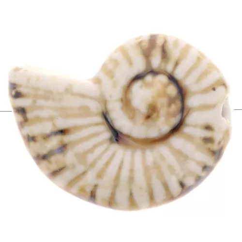 40x31mm Ceramic shell bead - Beige - Marbled brown x1