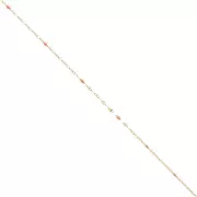 Chaîne maille Fantaisie et résine époxy 1.5mm - Acier inox 304 Doré - Orange x1m