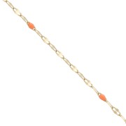 1.5mm - Stainless steel 304 Fancy mesh and epoxy resin chain -Gold - Orange x1m