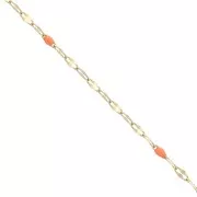 1.5mm - Stainless steel 304 Fancy mesh and epoxy resin chain -Gold - Orange x1m