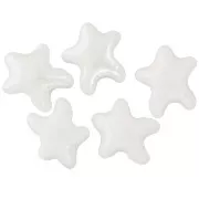 12x11mm Ceramic starfish beads - Iridescent white x5