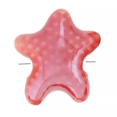 12x11mm Ceramic starfish beads - Iridescent Red x5