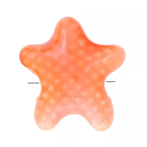 12x11mm Ceramic starfish beads - Orange iridescent x5