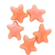 12x11mm Ceramic starfish beads - Orange iridescent x5