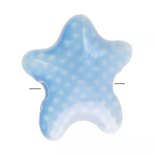 12x11mm Ceramic starfish beads - Iridescent blue x5
