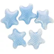 12x11mm Ceramic starfish beads - Iridescent blue x5