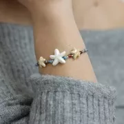 12x11mm Ceramic starfish beads - Iridescent blue x5