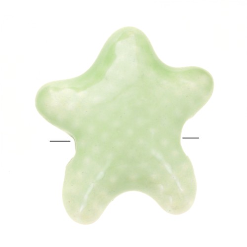 12x11mm Ceramic starfish beads - Iridescent pale green x5