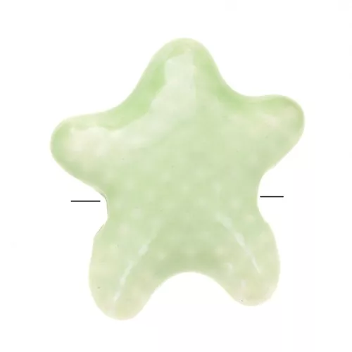 12x11mm Ceramic starfish beads - Iridescent pale green x5