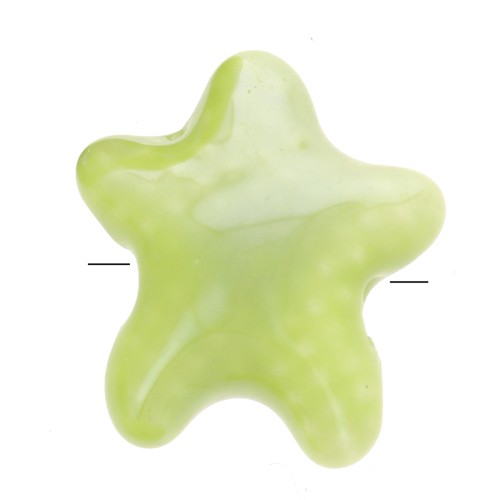 12x11mm Ceramic starfish beads - Iridescent green x5