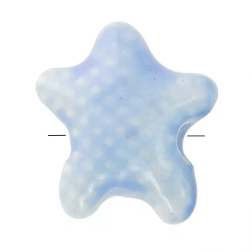 12x11mm Ceramic starfish beads - Iridescent sky blue x5