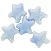 12x11mm Ceramic starfish beads - Iridescent sky blue x5