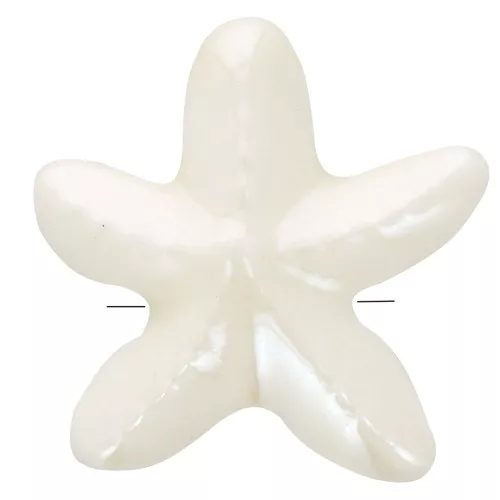 17mm ceramic starfish beads - Iridescent white x5