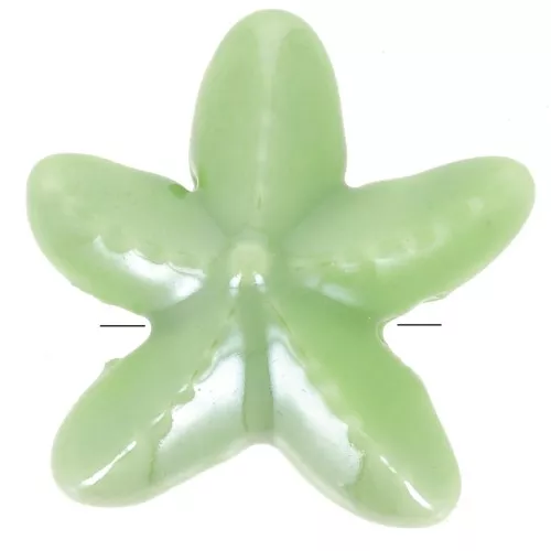 17mm ceramic starfish beads - Iridescent green x5