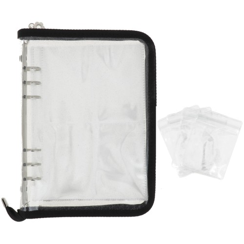 25x19cm Jewelry storage binder - Black - Transparent glitter x1