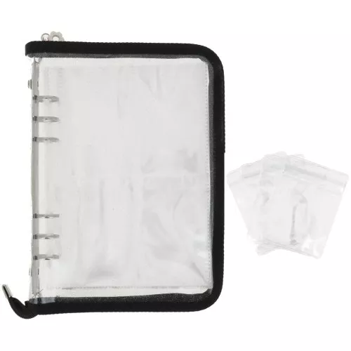 25x19cm Jewelry storage binder - Black - Transparent glitter x1
