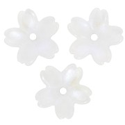 11mm glass flower Beads caps - White pearl effect x10