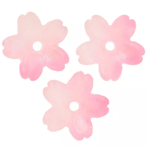 11mm two-tone glass Beads caps - Pink - Light pink pearl effect x10