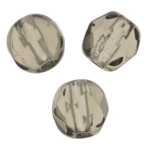 Fire Polished faceted round beads 6mm Black Diamond  x25