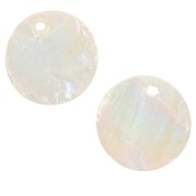 15mm Round charms - mother-of-pearl x5