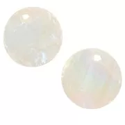 15mm Round charms - mother-of-pearl x5