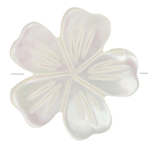 12mm mother-of-pearl cherry blossom bead - Natural x1
