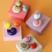 15x12mm Ceramic shell beads - Yellow x5