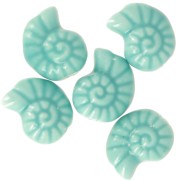 15x12mm Ceramic shell beads - Turquoise x5
