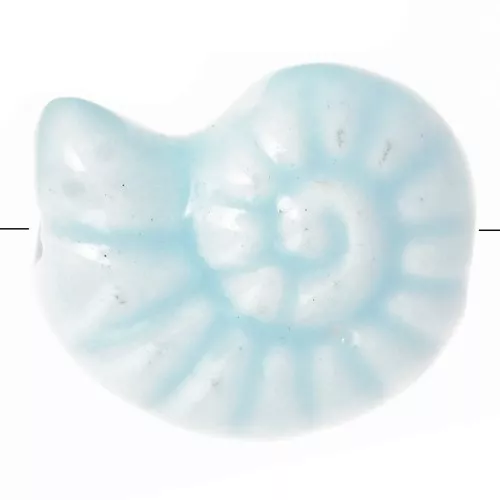 15x12mm Ceramic shell beads - Light blue x5