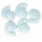 15x12mm Ceramic shell beads - Light blue x5