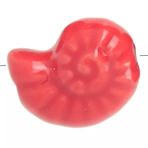 15x12mm Ceramic shell beads - Red x5