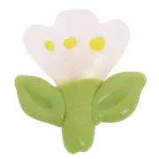 Green - 21.5x20mm Glass flower bead - Light pink - Green x1 21.5x20mm Glass flower bead - Light pink - Green x1