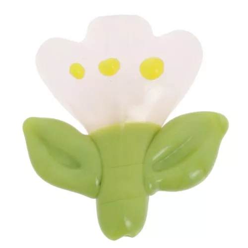 21.5x20mm Glass flower bead - Light pink - Green x1