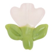 21.5x20mm Glass flower bead - Light pink - Green x1