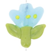 21.5x20mm Glass flower bead - Blue - Green x1|raw }}