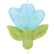 21.5x20mm Glass flower bead - Blue - Green x1