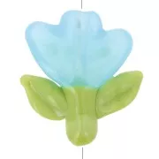 21.5x20mm Glass flower bead - Blue - Green x1