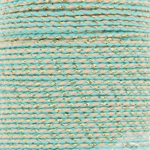 1.5mm Braided cotton cord and metallic thread - Veraman - Sand - Gold x1m