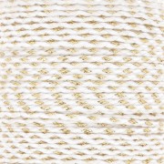 1.5mm Braided cotton cord and metallic thread - White - Gold x1m