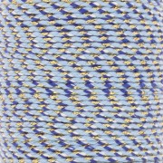 1.5mm Braided cotton cord and metallic thread - Multi Blue - White - Gold x1m