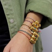 1.5mm Braided cotton cord and metallic thread - Red - White - Gold x1m