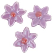 17x16mm Ceramic Flower Bead - Violet - Iridescent Red x4