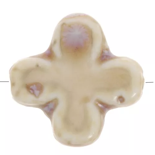 21mm ceramic bead cross - Beige marbled x5