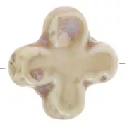 21mm ceramic bead cross - Beige marbled x5