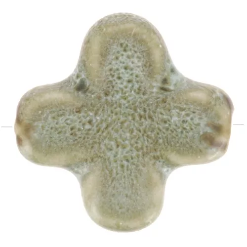21mm ceramic cross bead - Light cyan marbled x5