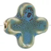 21mm ceramic cross bead - Blue marbled x5