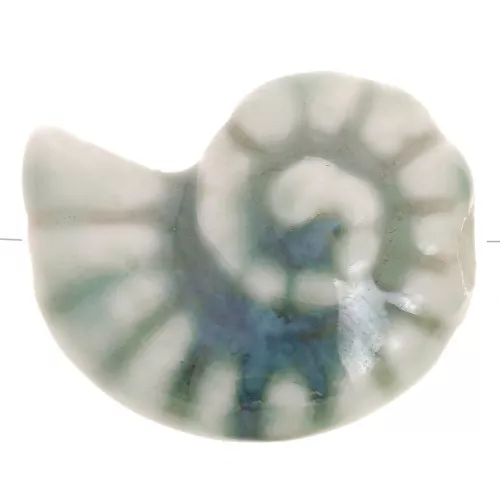 20x16mm Ceramic shell beads - Sage green - Purple marbled x1