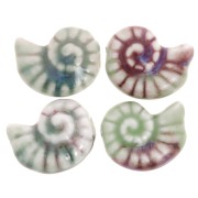 20x16mm Ceramic shell beads - Sage green - Purple marbled x1