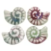20x16mm Ceramic shell beads - Sage green - Purple marbled x1
